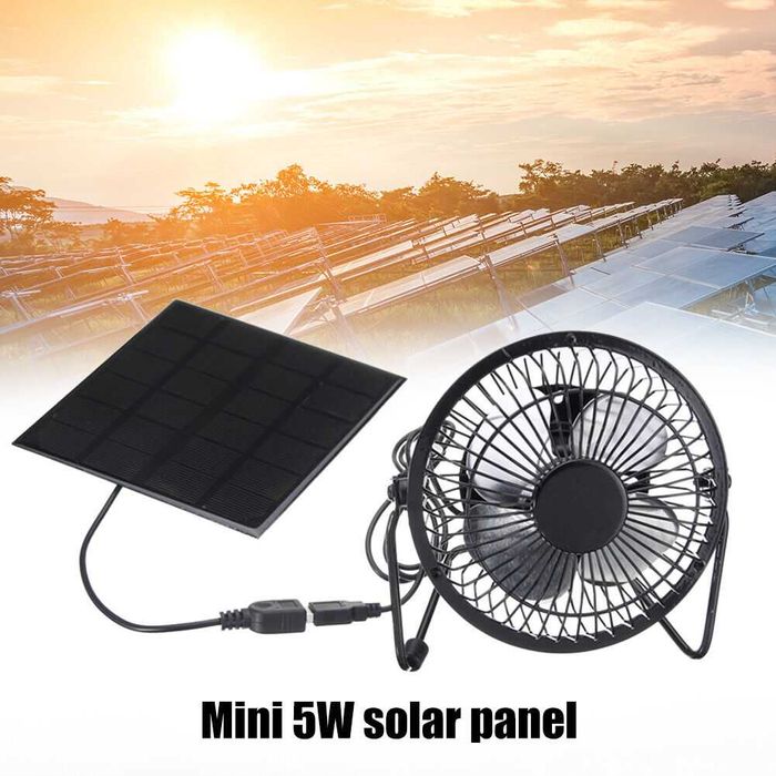 Ventilator solar 5 W sau conectat USB. Nou ambalat!