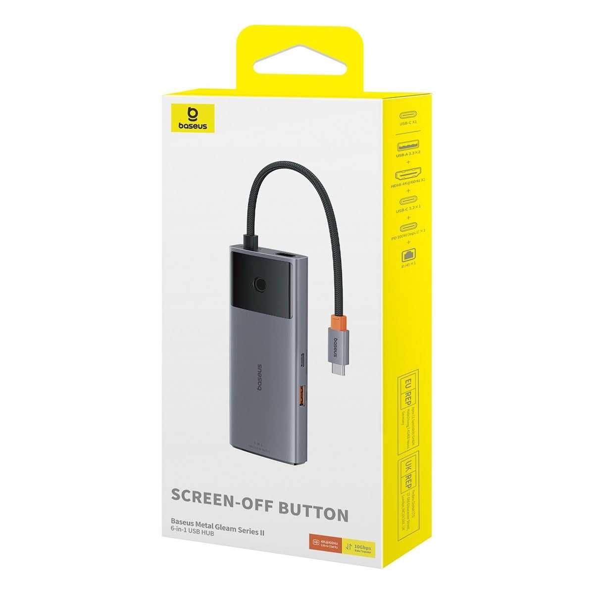Нов хъб Baseus Metal Gleam Series 6-в-1 USB Type C HUB 1x HDMI 4k ...