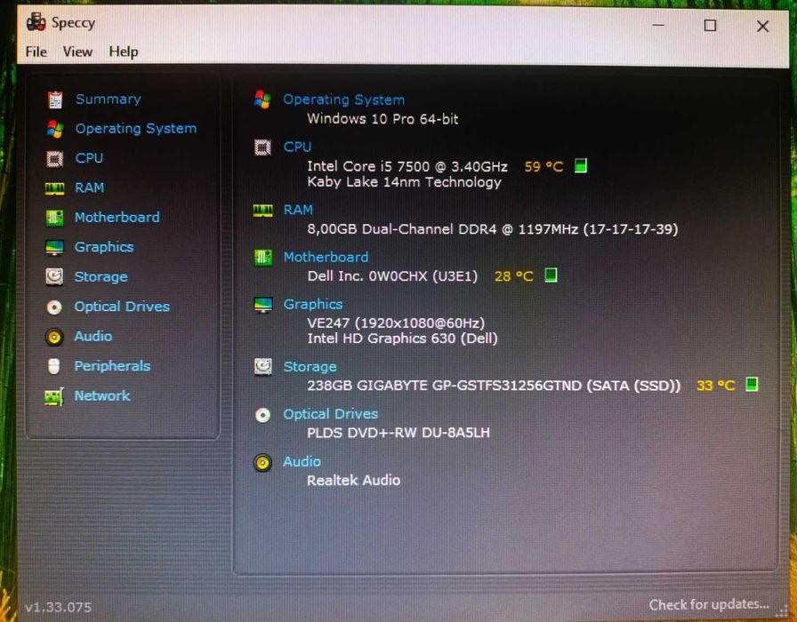 Desktop Dell OptiPlex 3050 MT - CPU I5-7500/8GB RAM/SSD 256GB