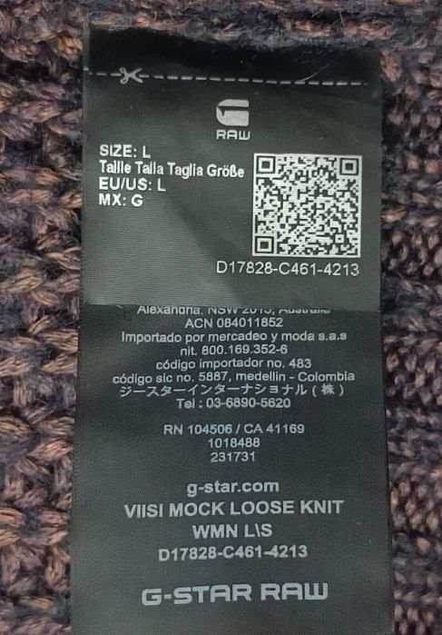G-STAR RAW Viisi Mock Knit оригинален пуловер L