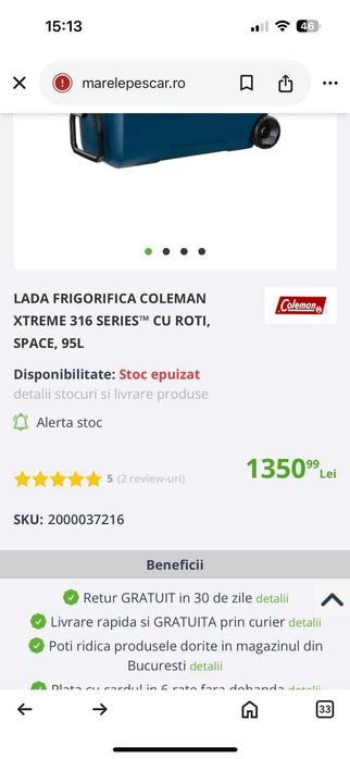 Vand Lada Frigorifica Coleman Xtreme 316 Series™ cu Roti, Space, 95L