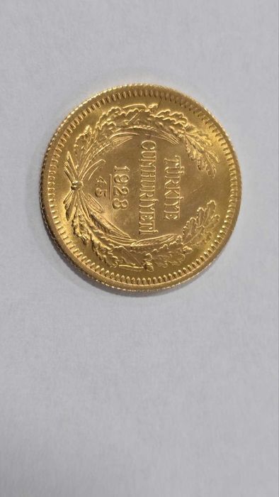 7.21 гр. Златна Монета 100 Турски Куруша Османска Империя 1923/45