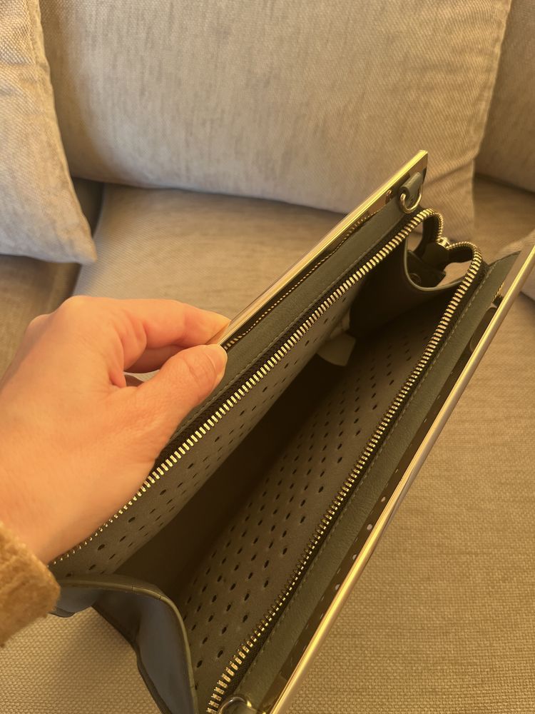 Geanta plic de piele Zara