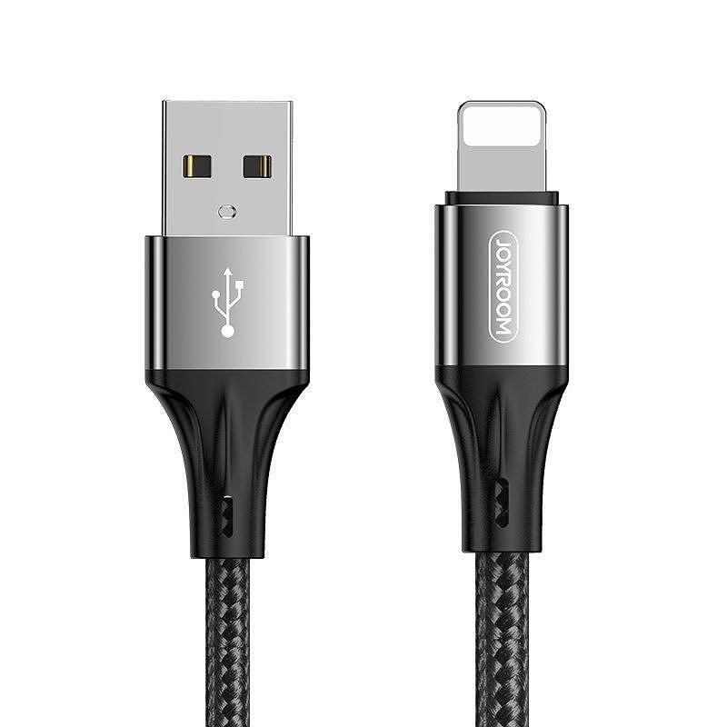 Кабел за зареждане с оплетка Joyroom USB към Lightning Черен (S-1030N1