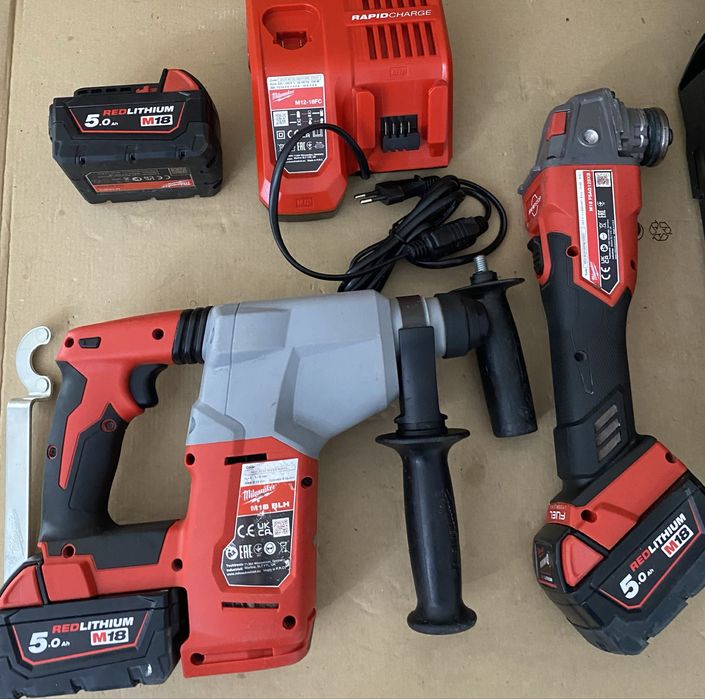 Milwaukee M18 set rotopercutor si polizor unghiular fabricatie 2023