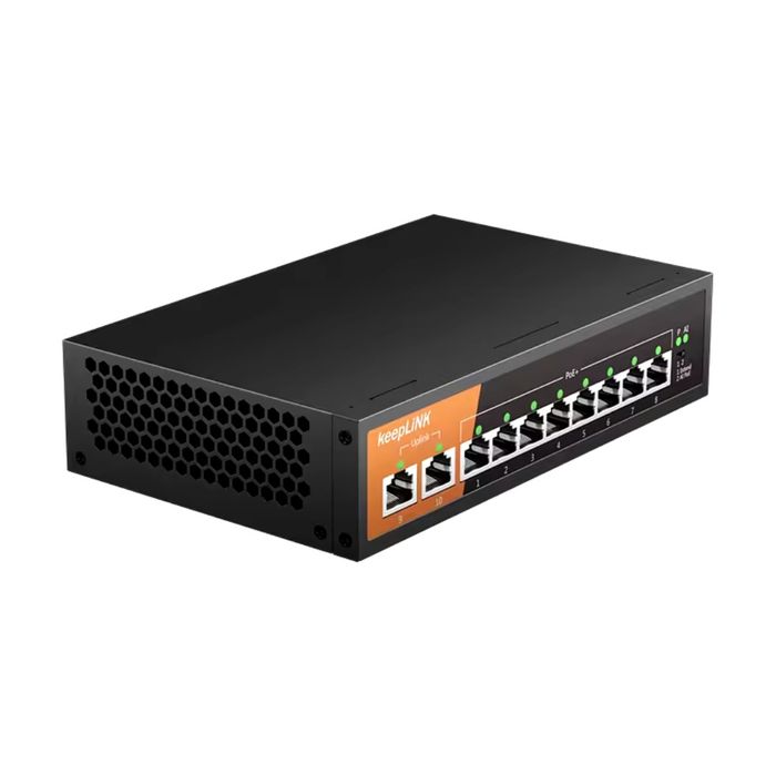 keepLiNK Switch 10-портов / 8 порта Gigabit PoE+ и 2 гигабитови порта