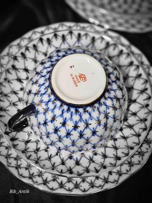 Lomonosov Russian Imperial Porcelain "Cobalt Net"