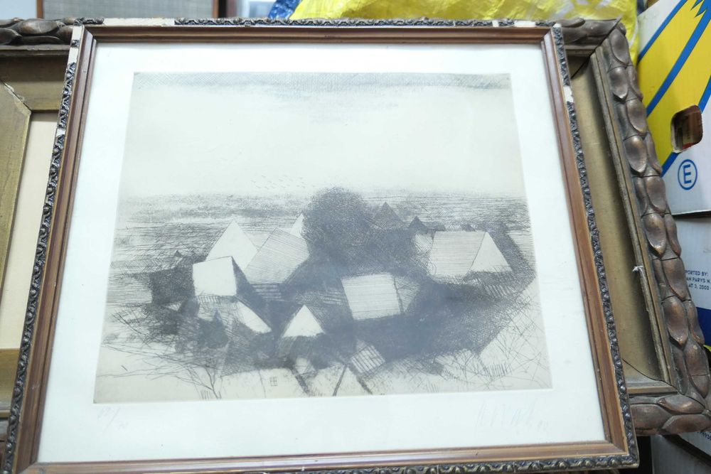 Gravura Grafica - Semnat Datat - numertoat 62/70 inramata Sticla