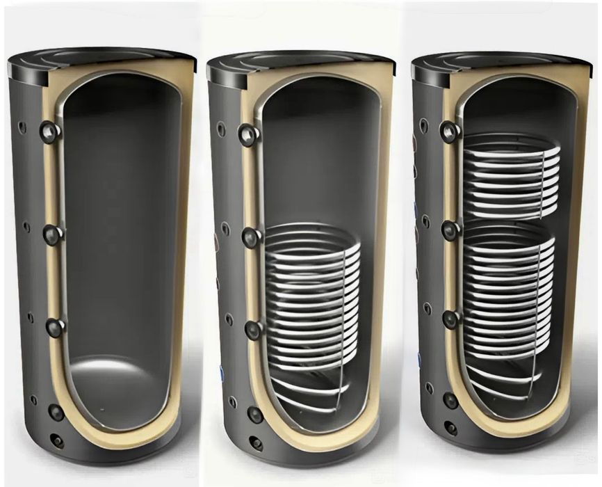 Puffere termoizolante clasic, sau cu serpentine de inox, 250-2000L.