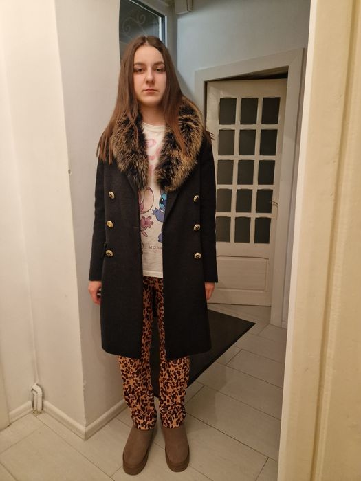 Palton negru dama cu blanita