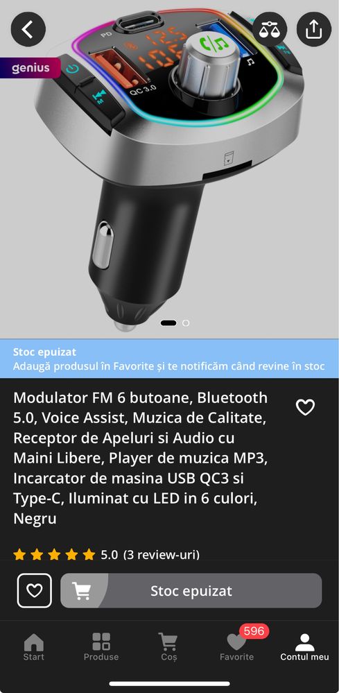 Transmitator/modulator FM auto profi Bluetooth handsfree usb C