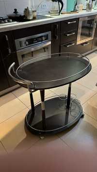 Передвижной банный столик чёрного цвета бу