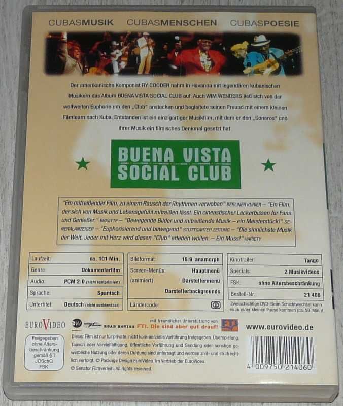 DVD Buena Vista Social Club ,cubana music