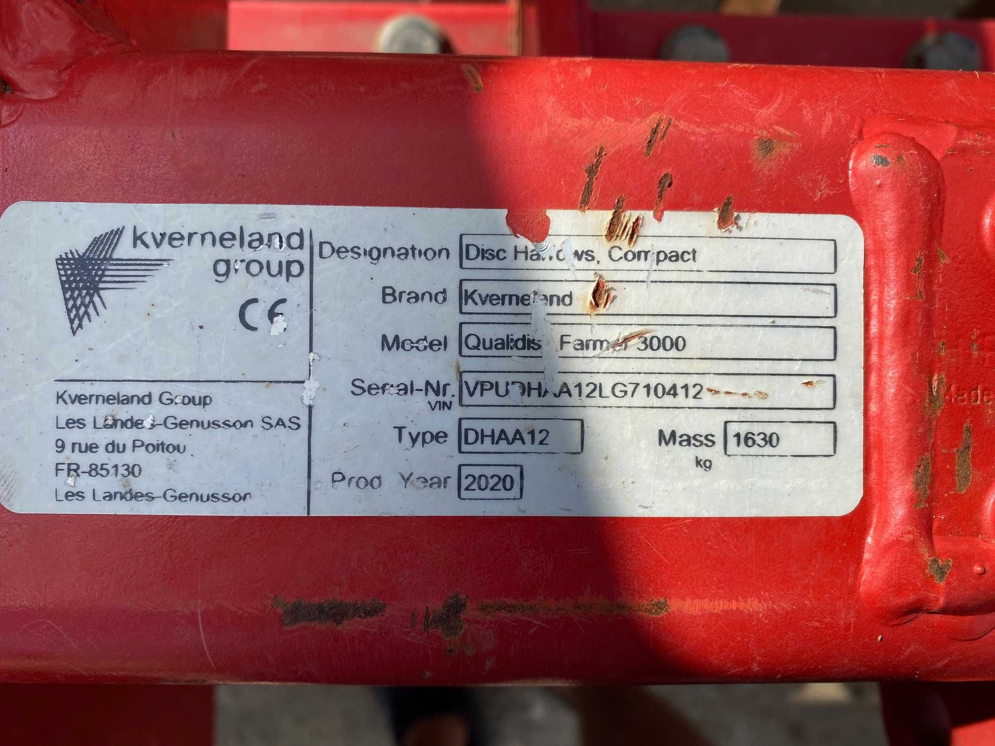 Terradisc disc KVERNELAND Qualidisc Farmer 3000/ anul 2020/cultivator