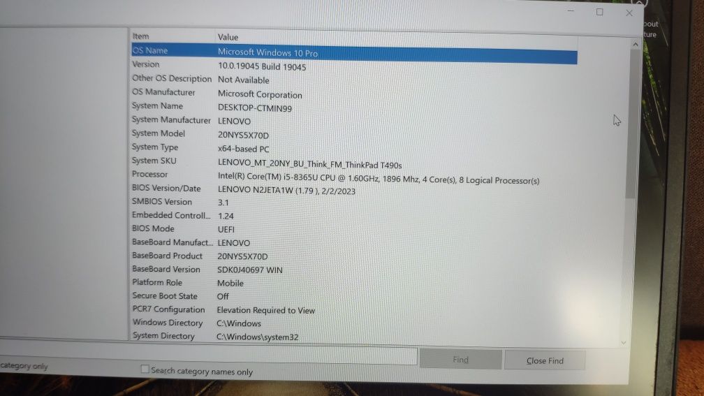 Лаптоп Леново Lenovo T490S тъчскрийн дисплей touchscreen с  windows 11