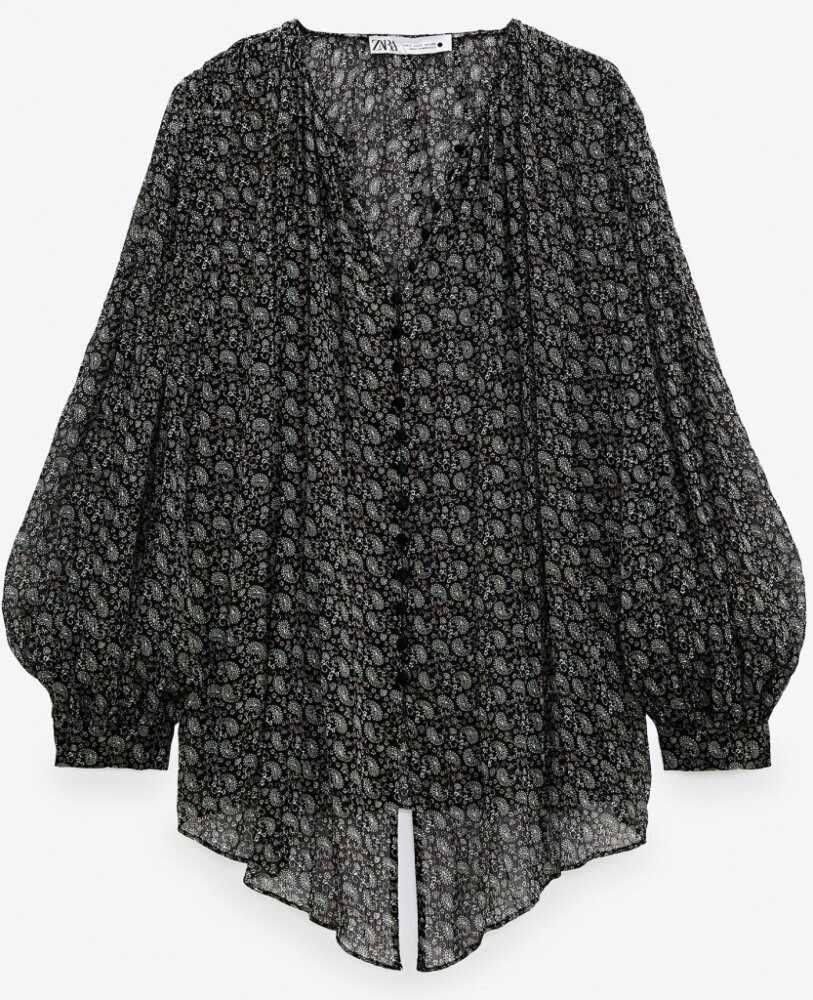 Дамска лека блуза с дълъг ръкав и копчета Zara, 99% полиестер, XL