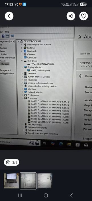 Laptop Dell 5410, i5-10310, ram 24gb, ssd 256gb, bat 5 ore