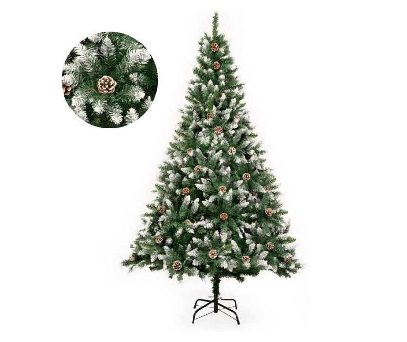 Brad GIGALUMI 120 cm, cu Zăpadă Artificială și Conuri de Pin