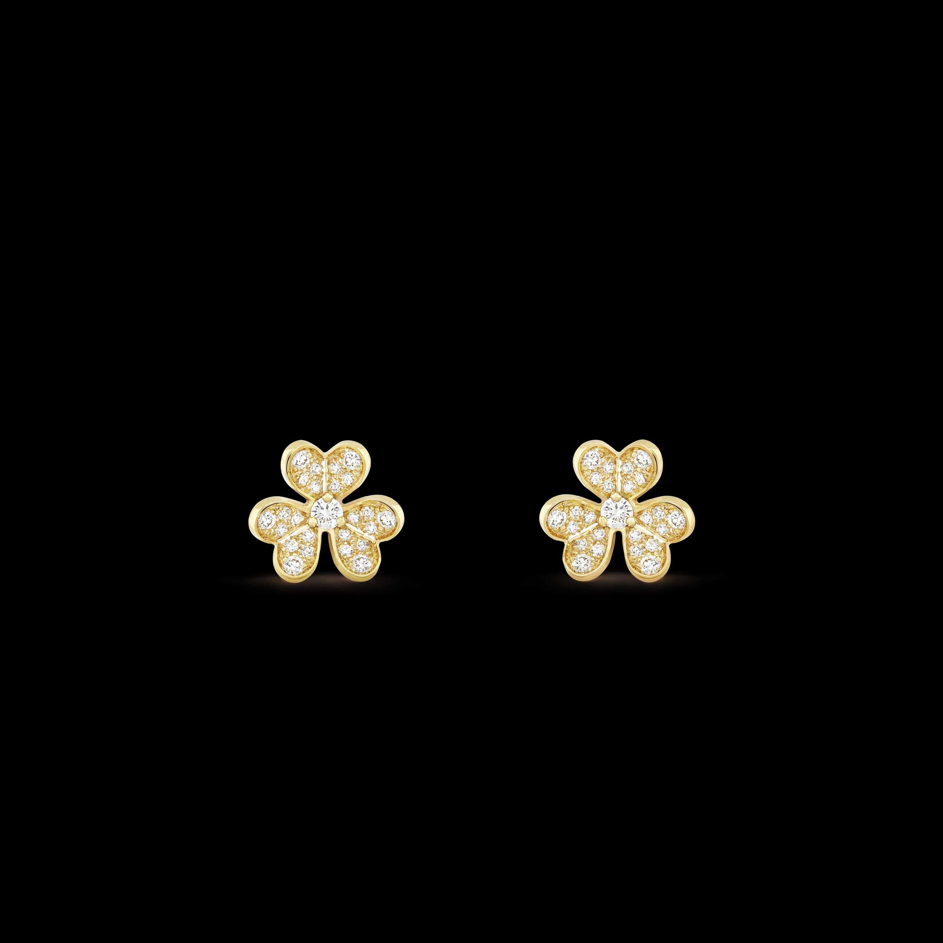 Van Cleef & Arpels VCA Gold Frivole Mini Diamond Clover Дамски Обеци