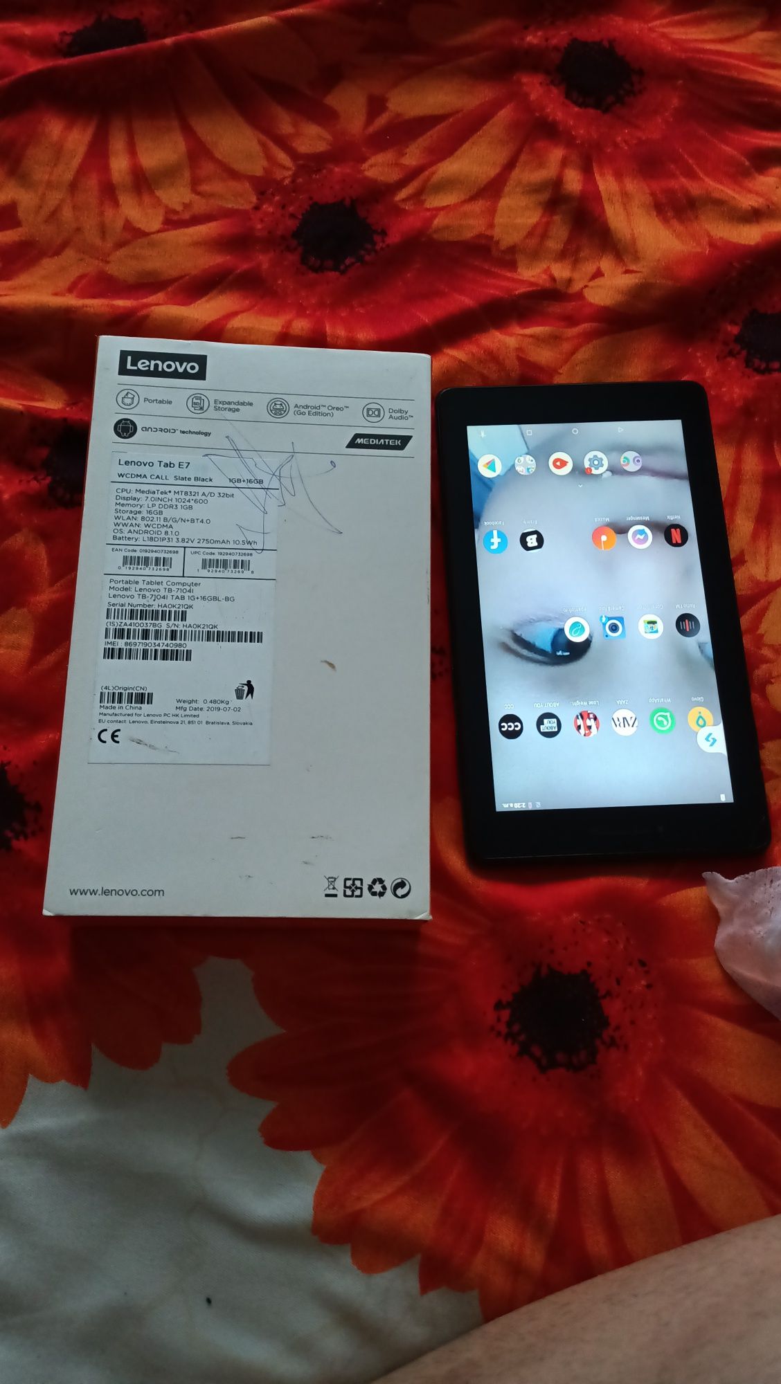 Lenovo tab E7 La cutie