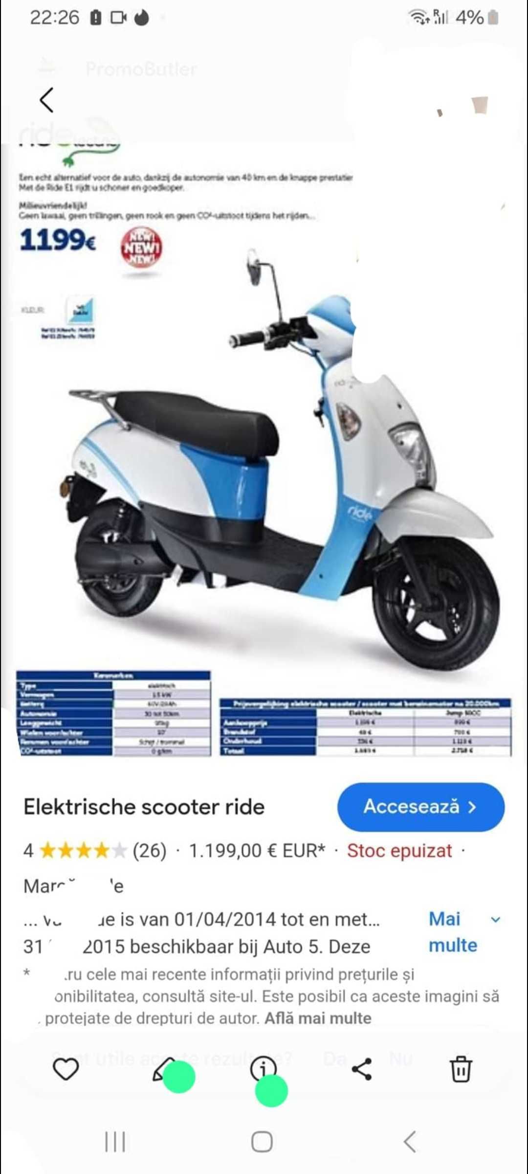 Scuter electric ride an fabricație 2015