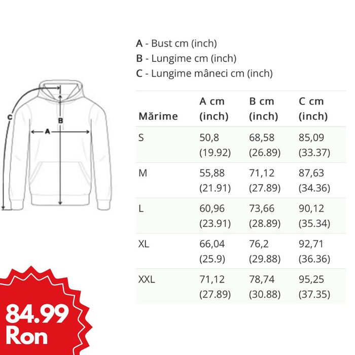 Hanorac Personalizat Imprimare/Broderie Unisex