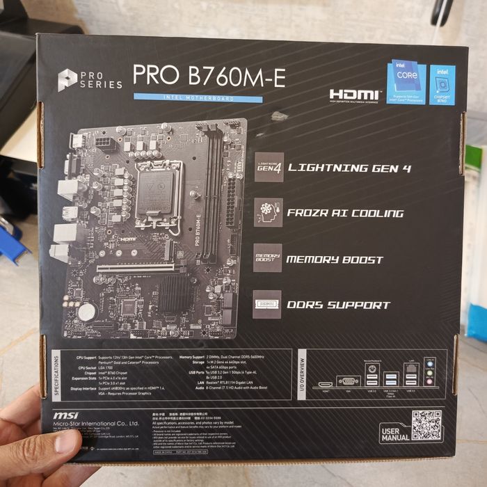 MSI PRO B760M-E DDR5 plata Yangi