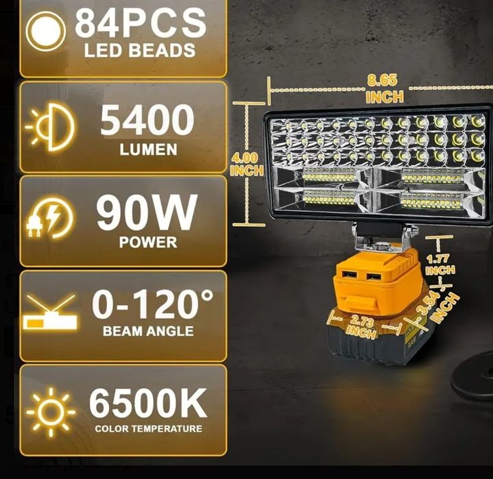 Reflector LED , 90W Super puternic Pe baterie D