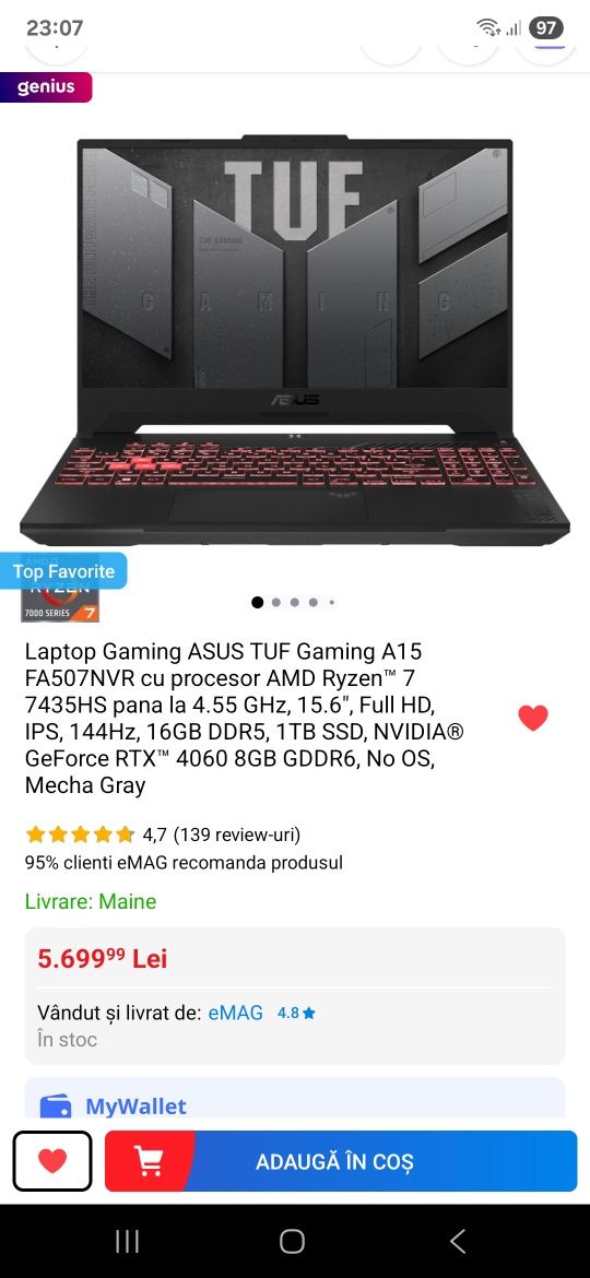 Laptop gaming RTX4060