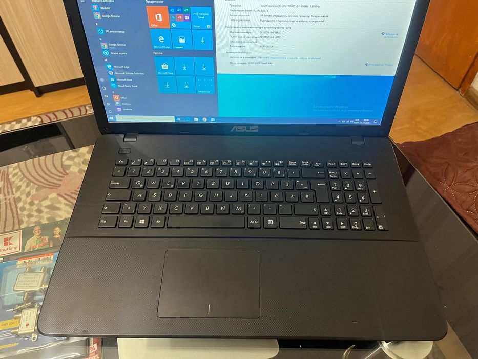 Asus 17.3 250gb ssd. Преинсталиран