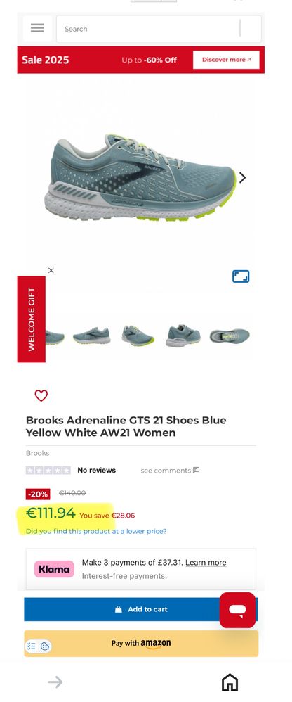 Brooks Adrenaline  (41) , 26.5см. Маратонки за Бягане