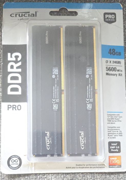 Ram Crucial Pro 48GB (2x24GB) DDR5 5600MHz CP2K24G56C46U5
