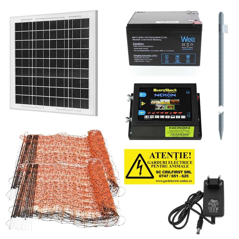 Pachet Gard electric 6,6J putere 100m de plasă Panou solar acumulator