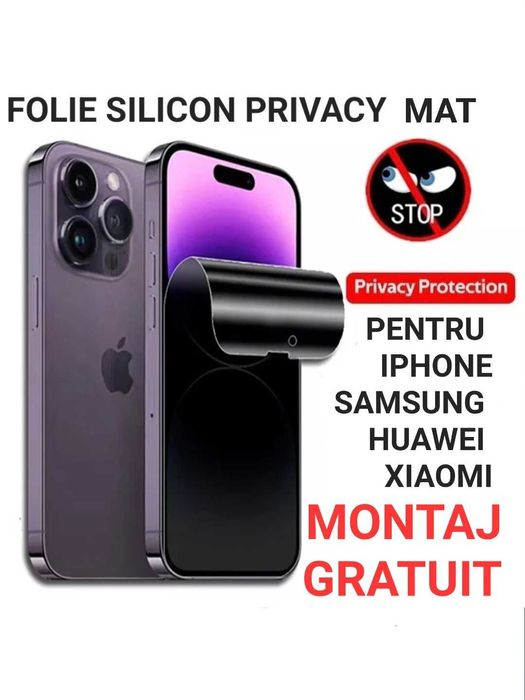 Folie Silicon Privacy Mat iPhone 14 15 16 / Pro / Pro Max / Mini Plus