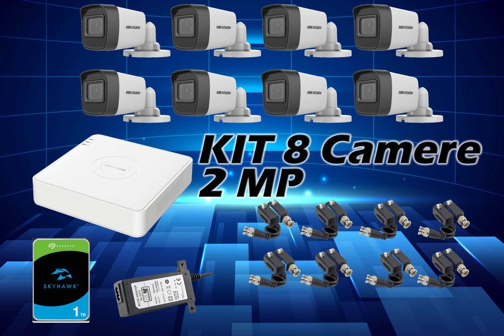 Sistem Supraveghere Complet 8 Camere Hikvision – Dual Light