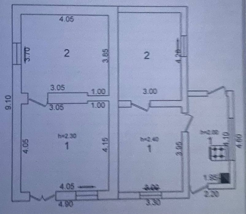 Бектемирский район участок 4.4 сотки с домом 4 комнаты