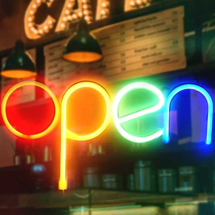 Reclama luminoasa LED Neon, "OPEN", Temark, multicolor, 28.8x14.5 cm