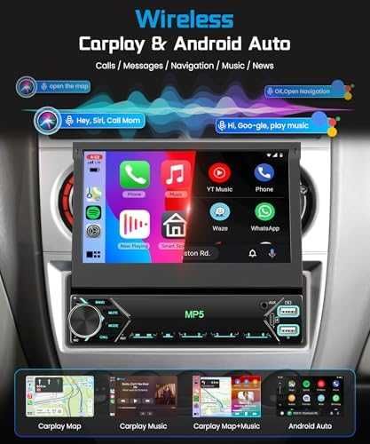 Нов 1 DIN авто радио DAB+ 7" дисплей CarPlay Android + камера кола