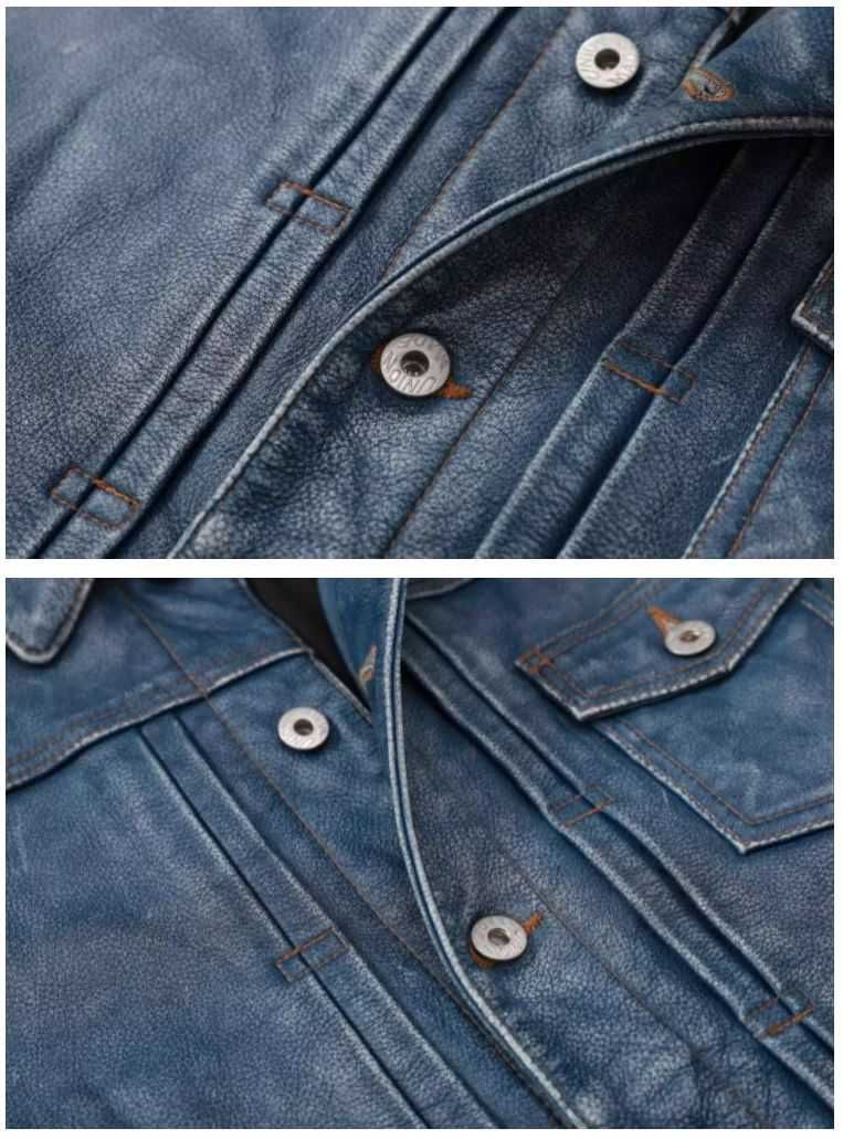 Куртка натуральная кожа стилизована  под джинсу.