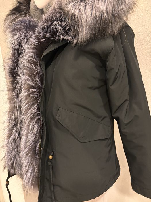 Geaca parka neagra cu blana naturala