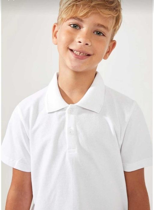 Бяла детска тениска ,поло яка ,2 бр.