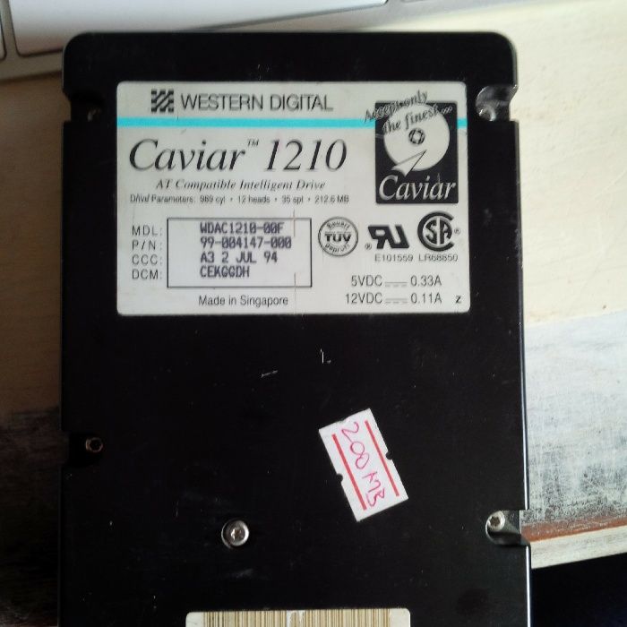 HDD WESTERN DIGITAL Caviar 1210 3.5" IDE/AT 212.6 MB !!! (colecție)