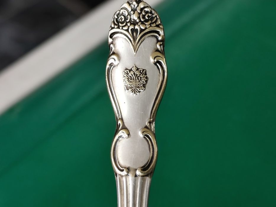 Руска посребрена лъжичка с герба на Русия