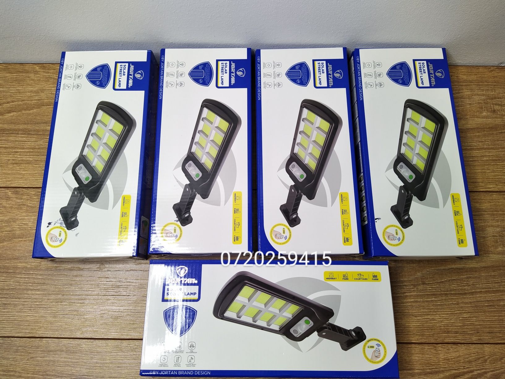 Set x5 Lampa cu Incarcare Solara JORTAN 150W, 160 LED-uri, telecomanda