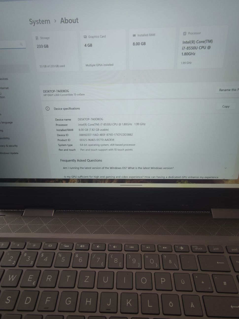 HP ENVY X360 convertible 15-cn0xxx,placa dedicata 4 giga
