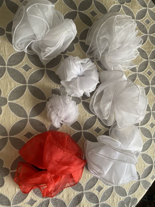 Банты в школу разных размеров белые и красный пакет бантов за 2000