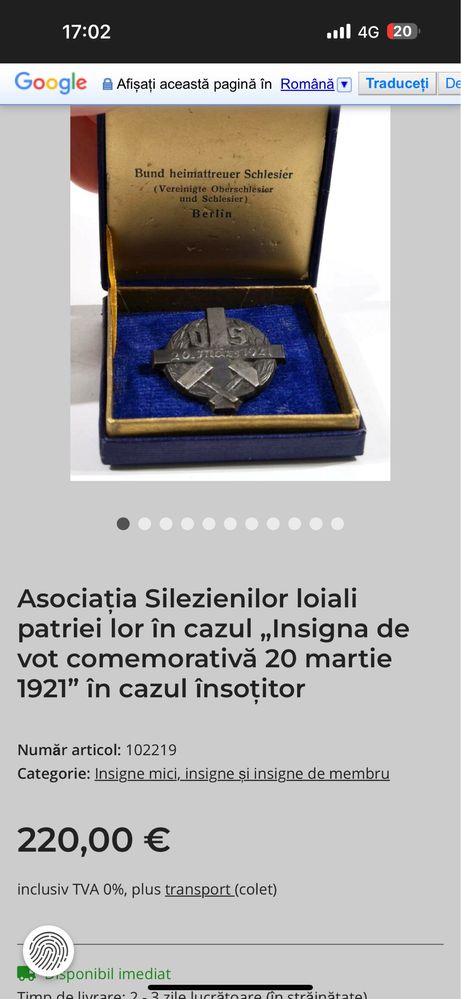 Insigna veche, germana WWII (ww2). Pentru loialitate.