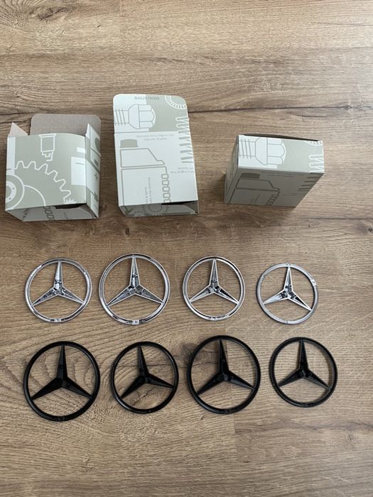 Emblema Semn Compatibil Mercedes C CLA E GLC Crom Negru Mat Lucios