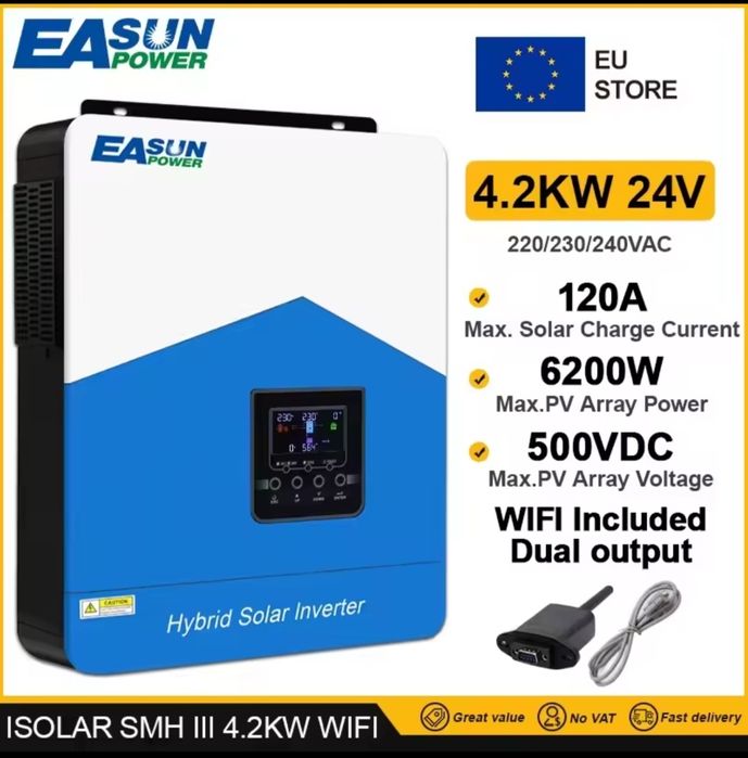 Invertor SOLAR EASUN  NOU HIBRID SMH III 24V 4,2 kw cu modul WIFI INCL