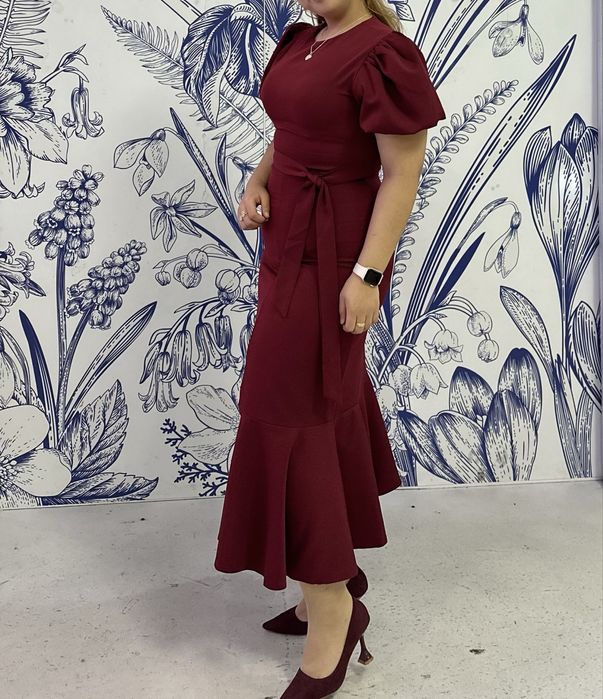 Вечерние  платье бордовый